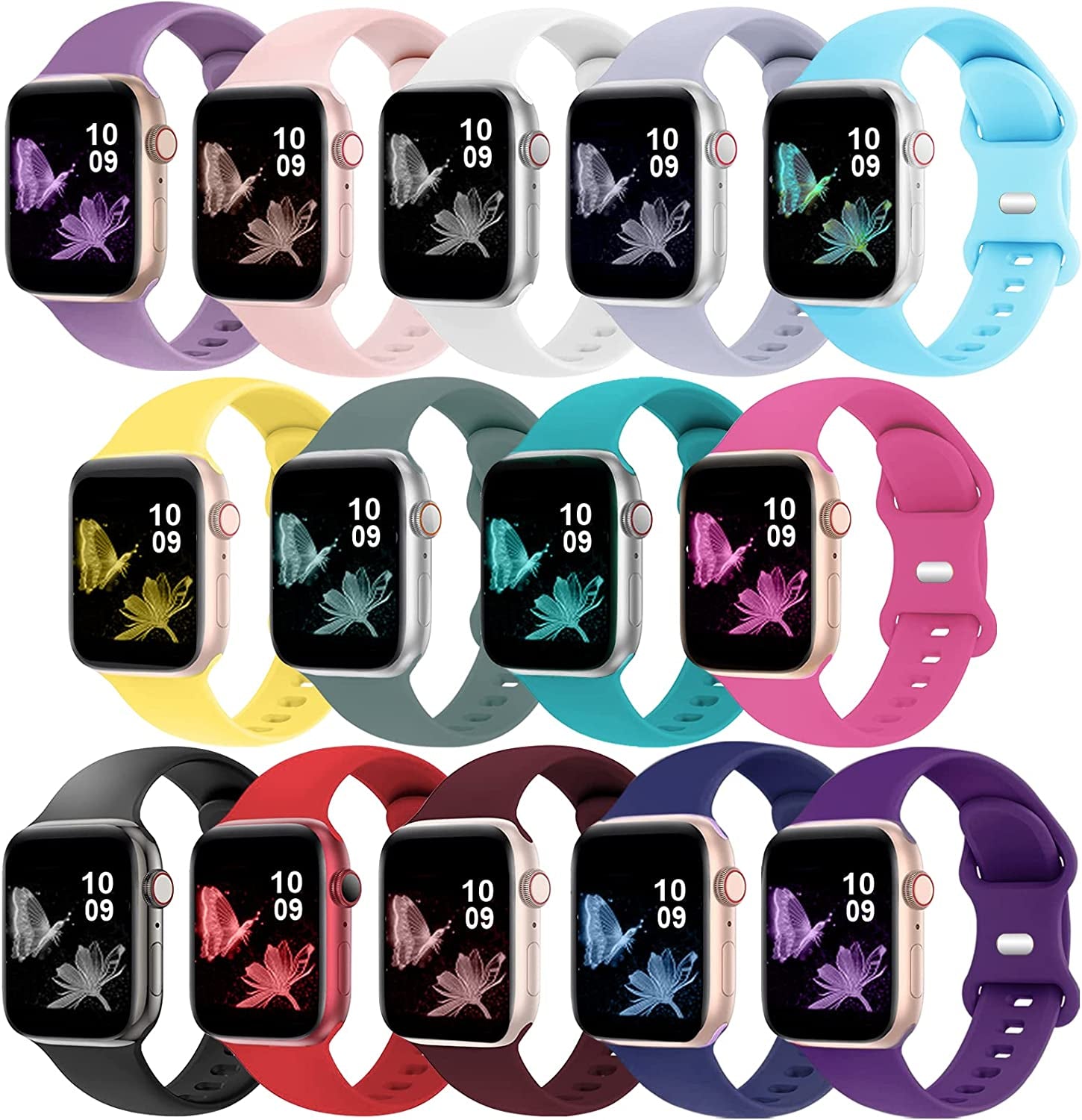 14 Pack Watch Bands Compatible with Apple Watch Bands 38Mm 40Mm 41Mm 42Mm 44Mm 45Mm 49Mm for Women Men,Apple Watch Sport Band,Apple Watch Silicone Band for Iwatch Series Ultra SE 8 7 6 5 4 3 2 1  DOBSTFY   