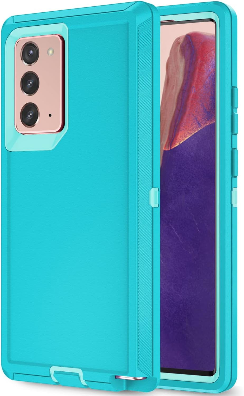 Galaxy Note 20 Case for Samsung Galaxy Note 20 Case Military Drop Shockproof Armor Heavy Duty Rugged 3 in 1 Protection Cover for Galaxy Note 20 Phone Case (Purple+Rose Red)  TORRTOWAY Teal+Light Green  