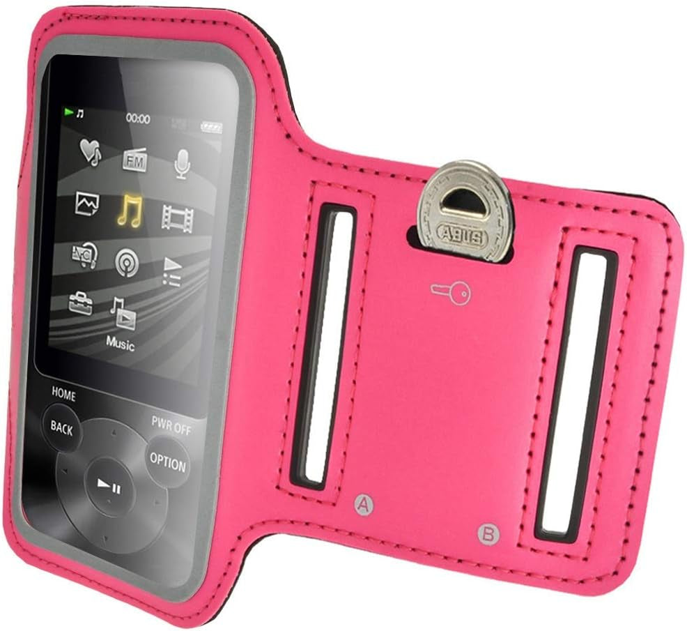 Igadgitz U2761 Anti-Slip Reflective Neoprene Armband Compatible with Sony Walkman NWZ-E585 and NWZ-E380 Sports Jogging Gym - Pink  igadgitz   