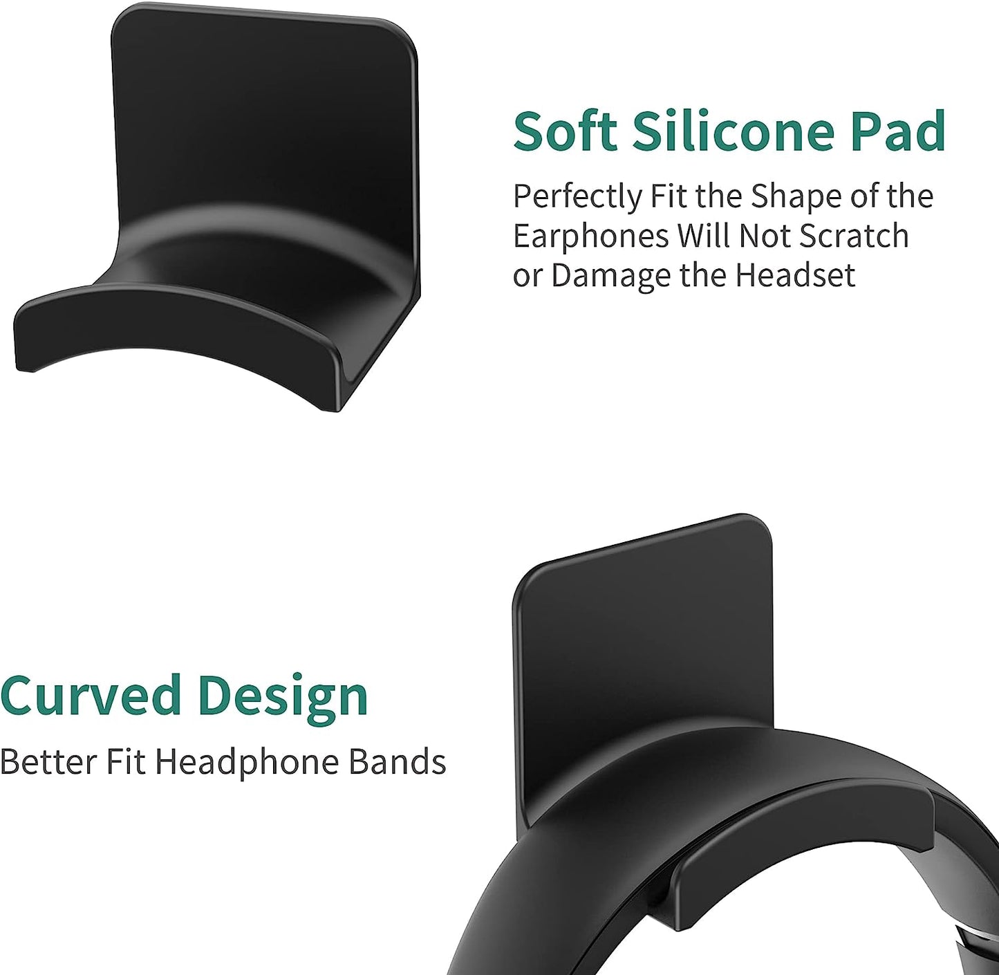 Homemount Headphone Stand Headset Holder - Adhesive Gaming Headphone Hanger Hook Desk Mount for Most Headphone & Controller (Black)  HomeMount   
