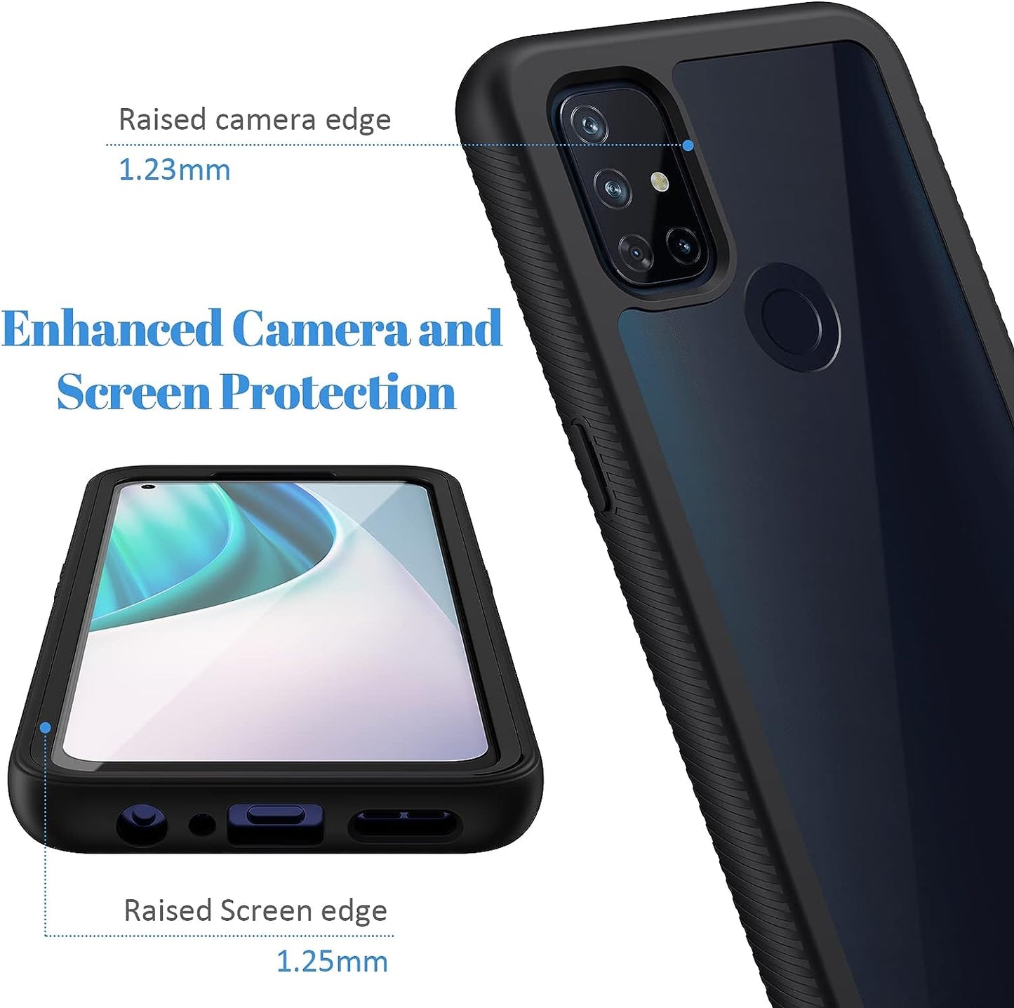 Seacosmo Case for Oneplus Nord N10 5G, Full Body Shockproof Cover [With Built-In Screen Protector] Slim Fit Bumper Protective Case for 1+ Nord N10 5G, Black/Clear  seacosmo   