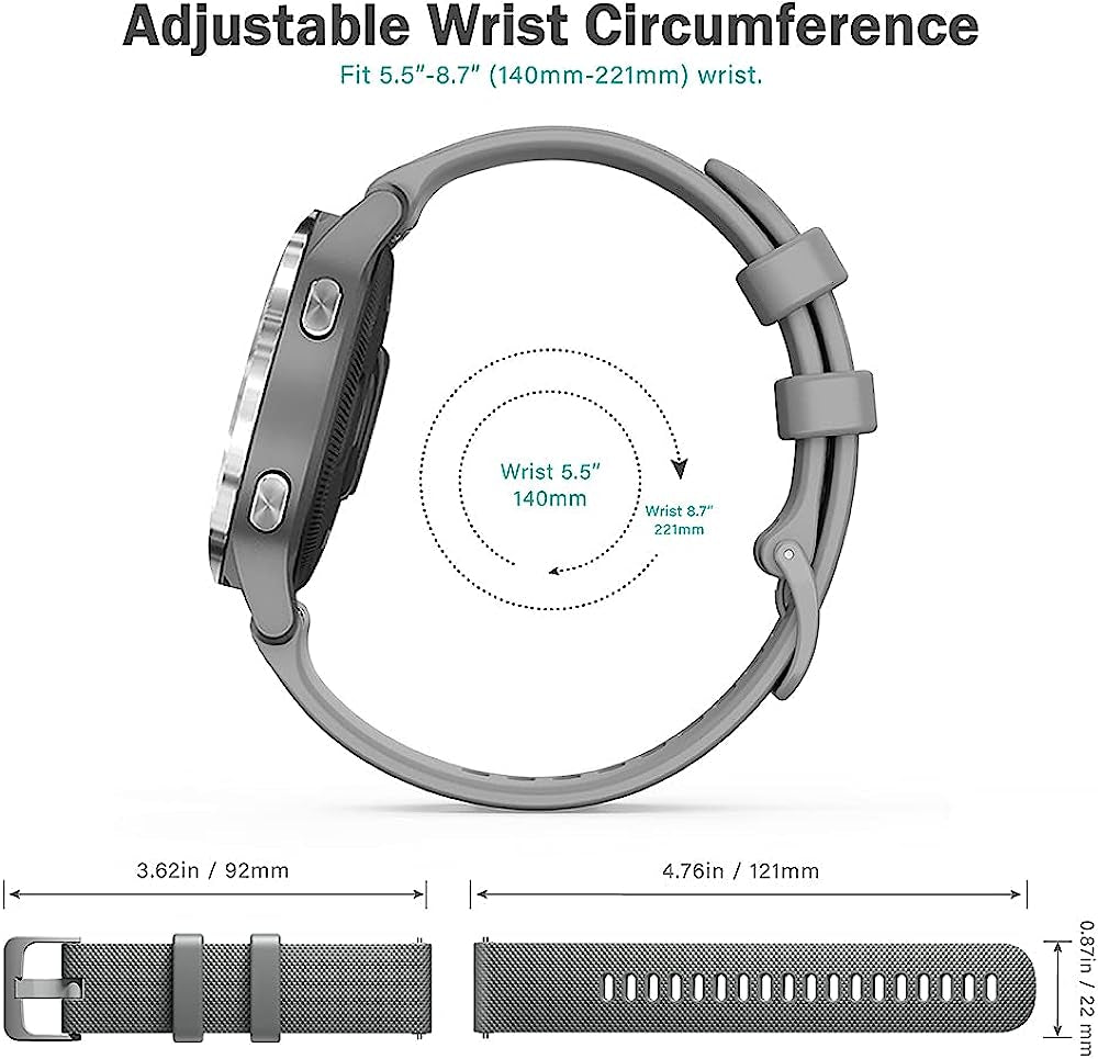 TUSITA Quick Release Silicone Band 22Mm Replacement for Garmin Vivoactive 4,Venu 2,Samsung Gear S3 Frontier, Galaxy Watch 46Mm/Watch 3 45Mm, Fossil Gen 5, Amazfit GTR 2, 2E,Ticwatch Pro 3,YAMAY SW022  TUSITA   