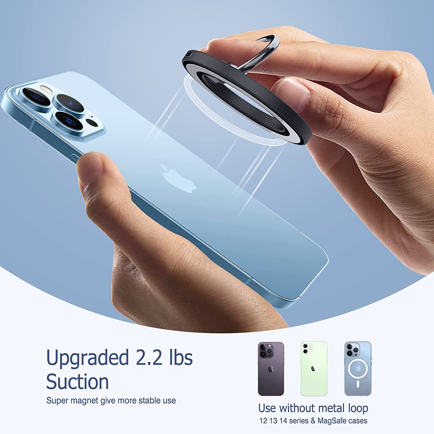 Magnetic Phone Ring Holder for Magsafe, Creadream Magnetic Finger Phone Ring Grip Stand, Adjustable Kickstand, Compatible with Iphone 14 13 12, Pro, Pro Max, Plus, Mini, Black  CMEIY   