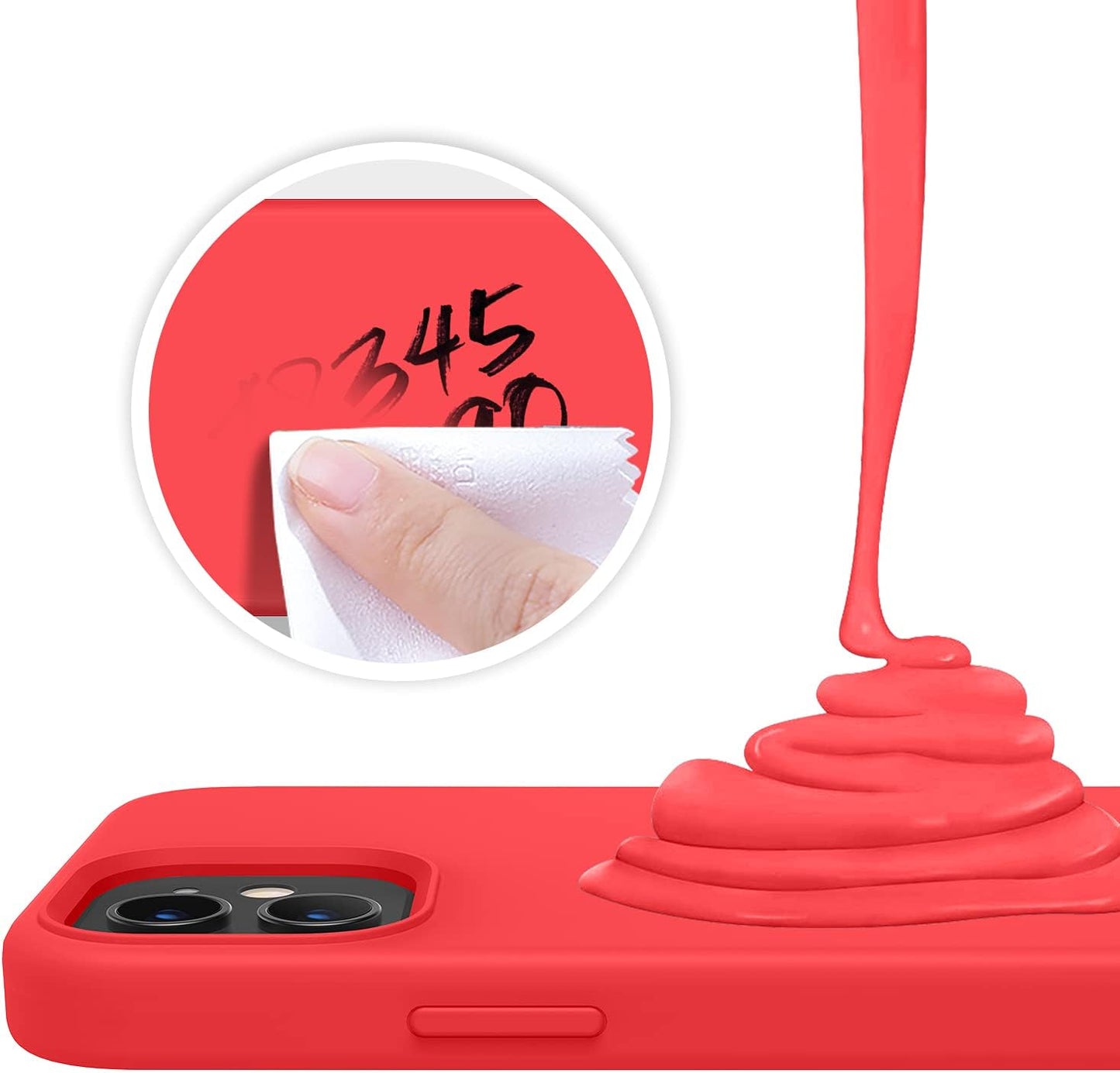 ABITKU Compatible with Iphone 12 Mini Case, [Silky Series] Slim Liquid Silicone Full Body Protection Shockproof Cover 5.4 Inch, Red Coral  abitku   