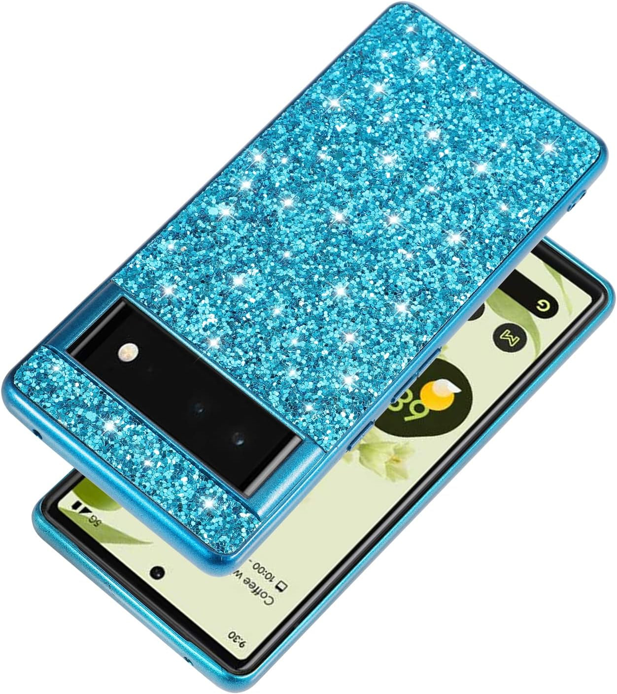 Joie & Joho Compatible with Google Pixel 6 Pro 5G 2021, Sparkling Back Cover Protective Case PC Hard Shockproof Protection Cover Case for Google Pixel 6 Pro, Black  Joie & Joho   