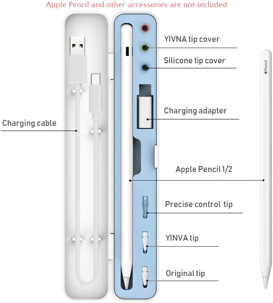 SIXFU Pencil Case for Apple Pencil 2Nd Generation/Apple Pencil 1St Generation, Storage Case Design for Apple Pencil Tips Stylus Ipad Pencil Accessories(White+Blue)  SIXFU   