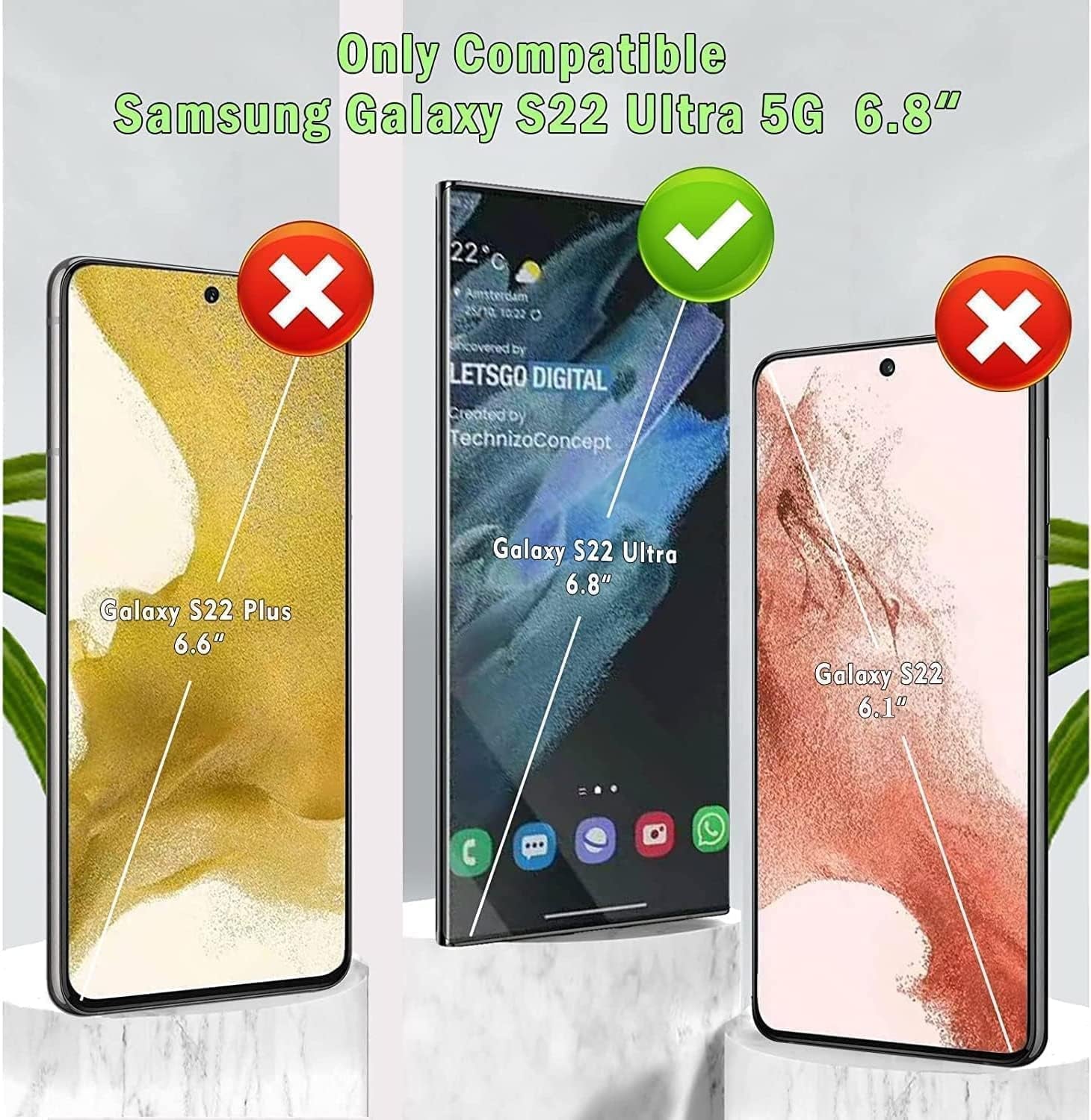 AKINIK for Samsung Galaxy S22 Ultra Case, S22 Ultra Case with Self Healing Flexible TPU Screen Protector [2 Pack], Military Grade with Kickstand Case for Galaxy S22 Ultra 5G-Red  AKINIK   