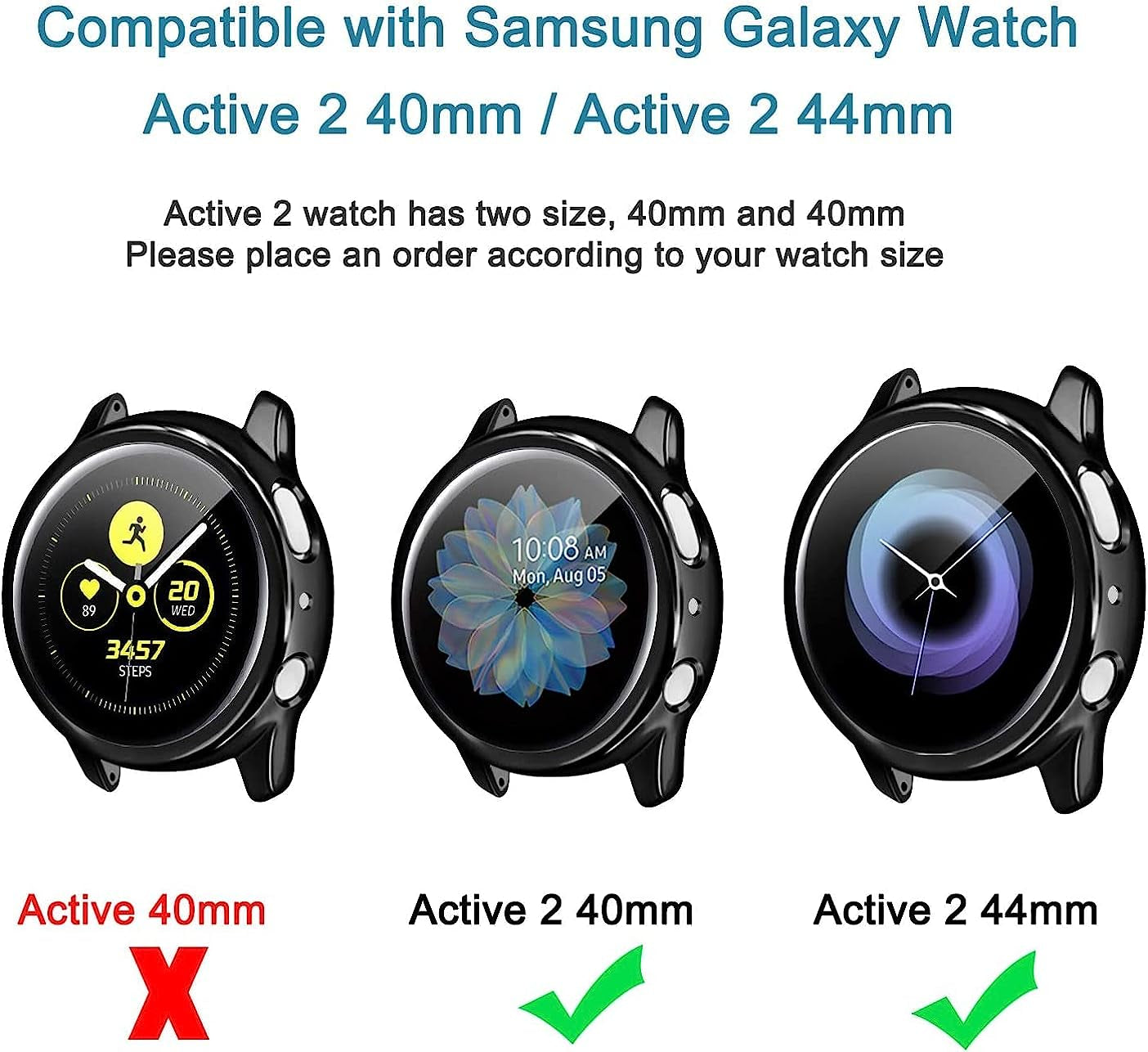 Mugust Screen Protector Cases with Band Compatible for Samsung Galaxy Watch Active 2 40Mm & 44Mm, TPU Protective Case Band Silicone Sport Wristband Strap for Men Women  Mugust   