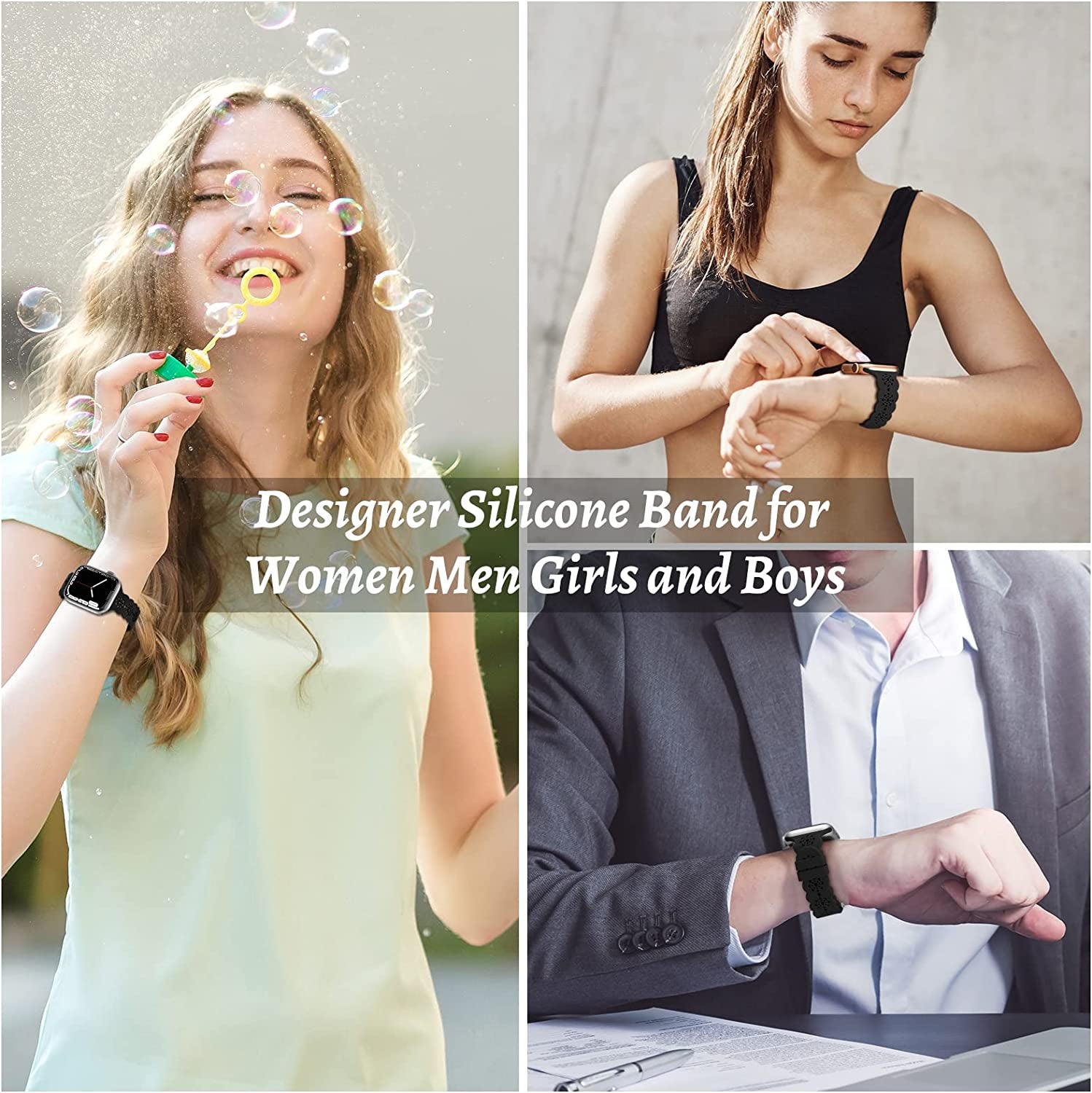 Floral Silicone Band Compatible with Apple Watch Bands 38Mm 40Mm 42Mm 44Mm 41Mm 45Mm 49Mm Women Men, Slim Hollow-Out Design Wristbands Soft Sport Breathable Watch Bands for Iwatch Ultra SE Series 8/7/6/5/4/3/2/1  Wewatri   