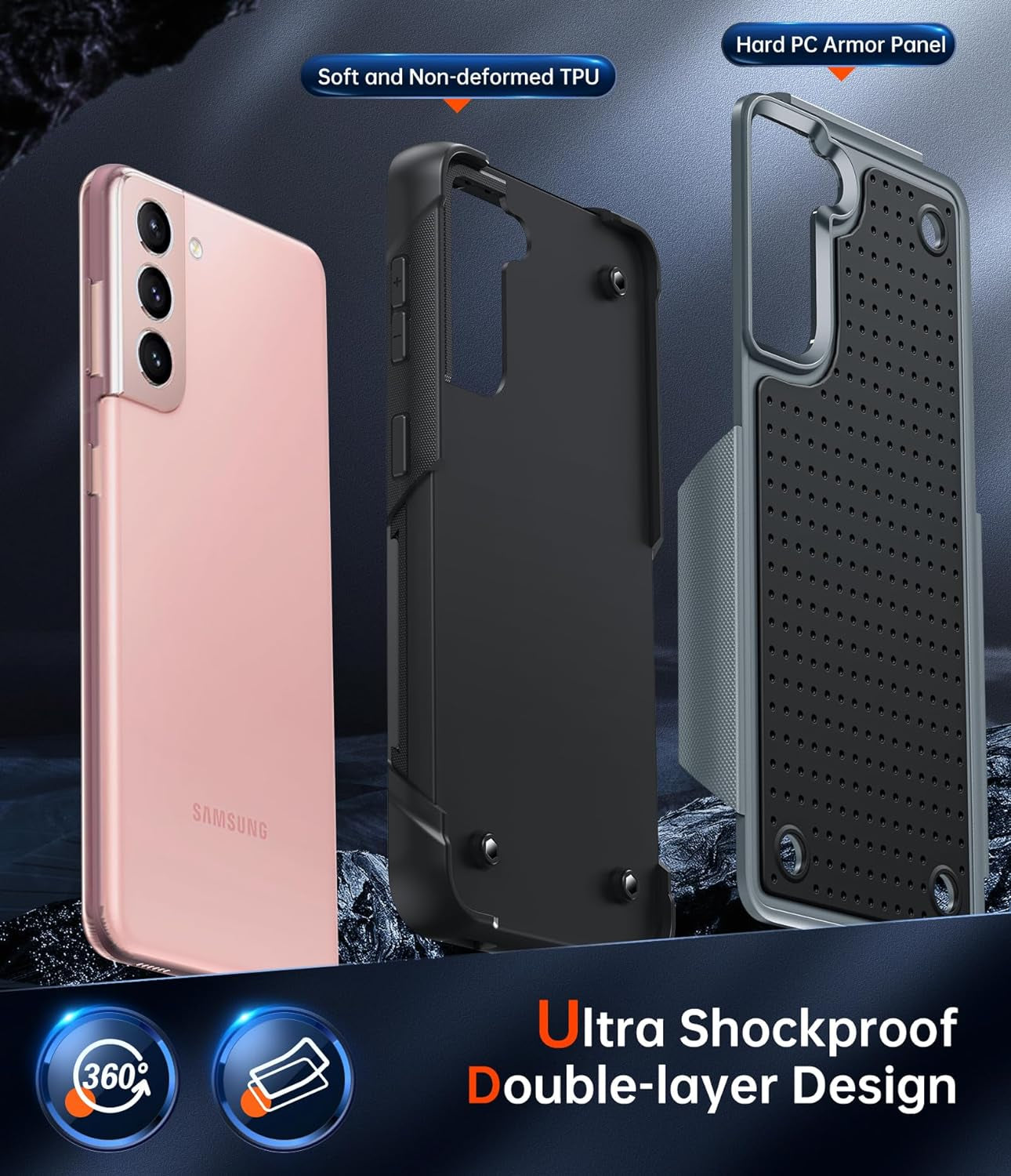 Leyi for Samsung S21 Case, Samsung Galaxy S21 5G Case, Shockproof Heavy Duty Dual Layer Protective Hard PC Textured Back & Soft Bumper Case for Galaxy S21 6.2 Inch, Grey  LeYi   