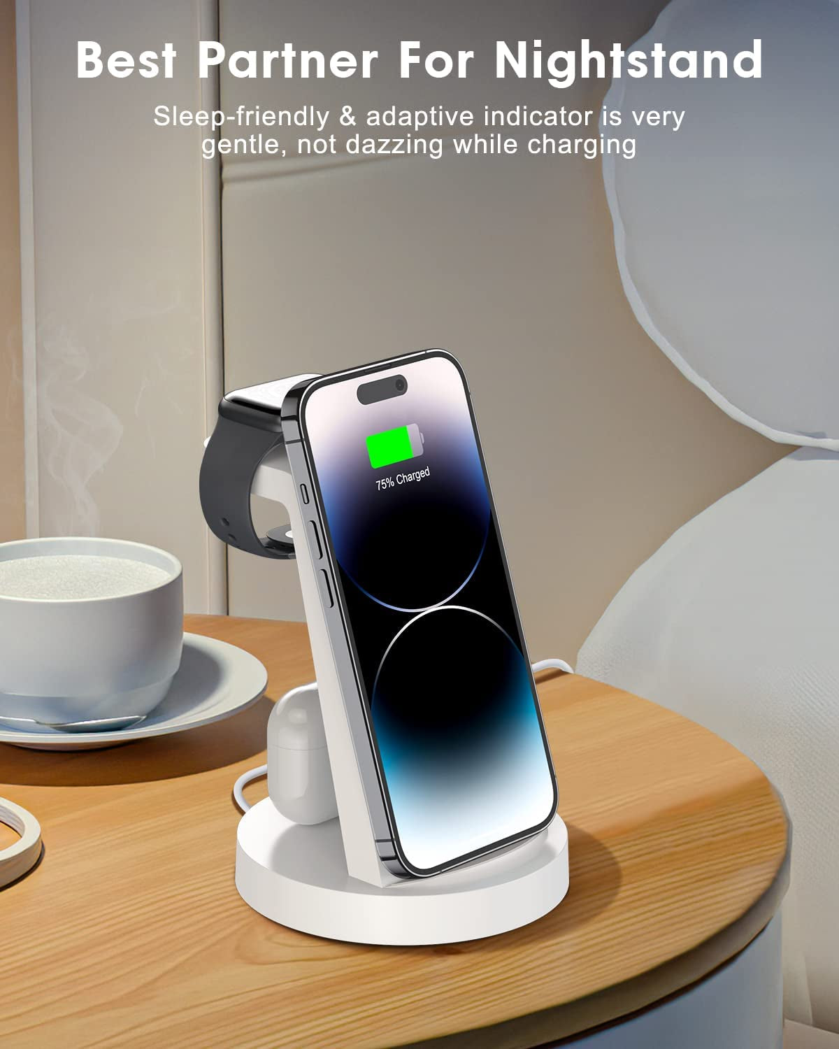 Charging Station for Iphone Multiple Devices: 3 in 1 Wireless Charger for Iphone 14 13 12 11 Pro X Max XS XR &8 plus - Charger Station Stand for Apple Watch Series 7/6/SE/5/4/3/2 & Airpods  shenzhenshijinzhizhuokejiyouxiangongsi   