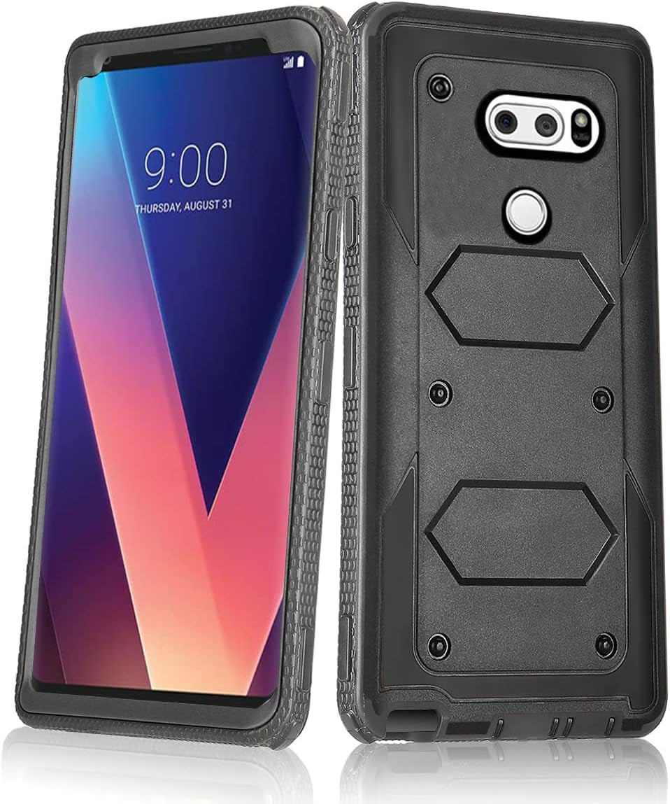 Asuwish Phone Case for LG V35 Thinq V30 plus Cover Hybrid Rugged Shockproof Drop Proof Full Body Protective Heavy Duty Cell Accessories LGV30 LGV35 LG30 LG35 V 30 35 V30+ V30S H931 Women Men Black  Asuwish   