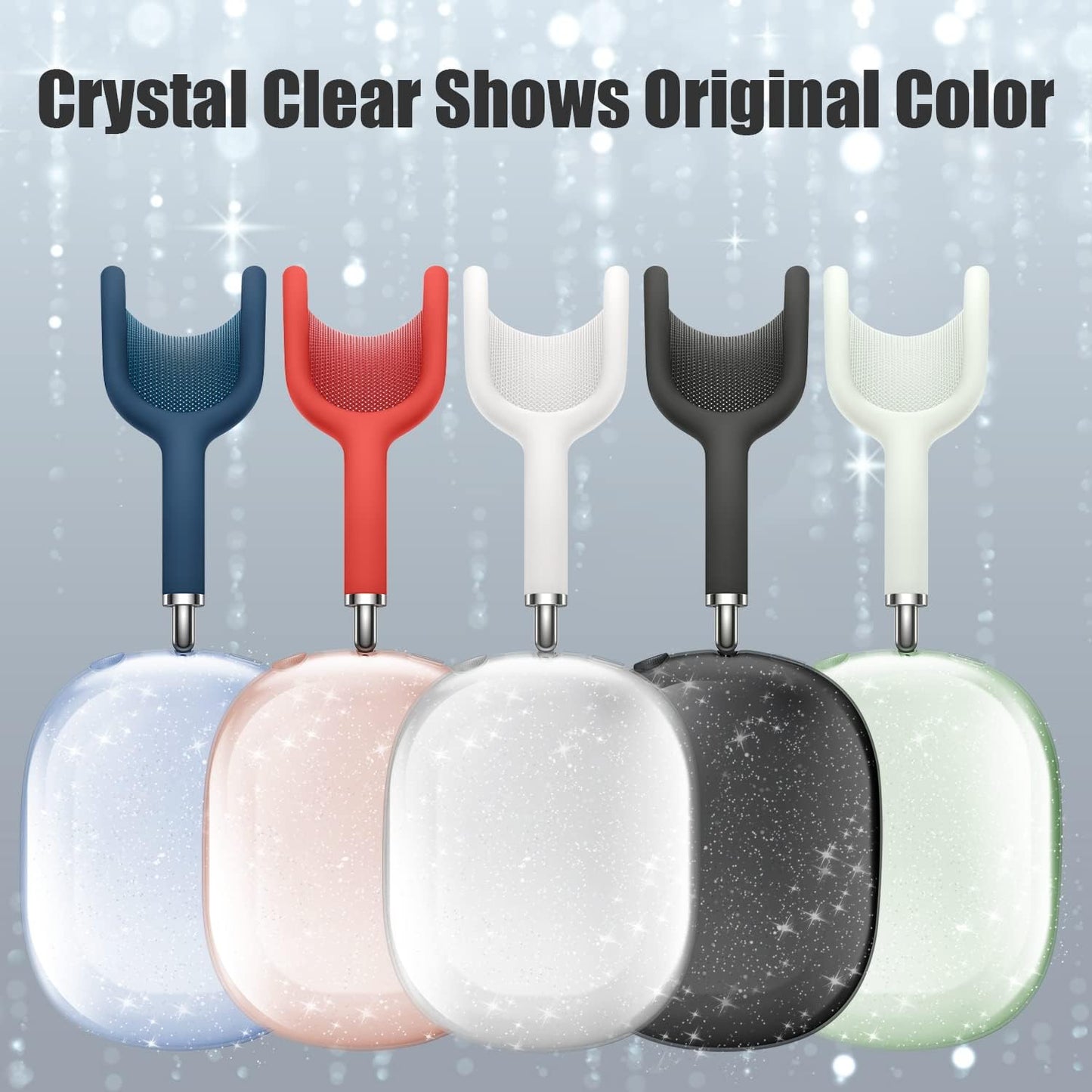 VICHYIE Case Cover for Airpods Max, Clear Soft TPU Case Anti-Scratch, Transparent Accessories Protector Cover for Airpods Max Headphones(Clear Glitter)  VICHYIE   