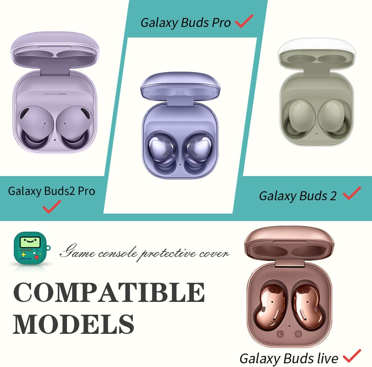 Cute Case for Samsung Galaxy Buds 2 Pro Case (2022) / Galaxy Buds 2 Case (2021) / Galaxy Buds Pro Case (2021) / Galaxy Buds Live Case (2020), Cute 3D Cartoon Funny Soft Silicone Case Cover (Green)  AIBEAMER   