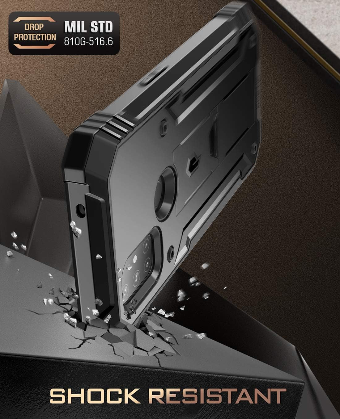 Poetic Revolution Series Case for Oneplus Nord N10 5G, Full-Body Rugged Dual-Layer Shockproof Protective Cover with Kickstand and Built-In-Screen Protector, Black  Poetic   