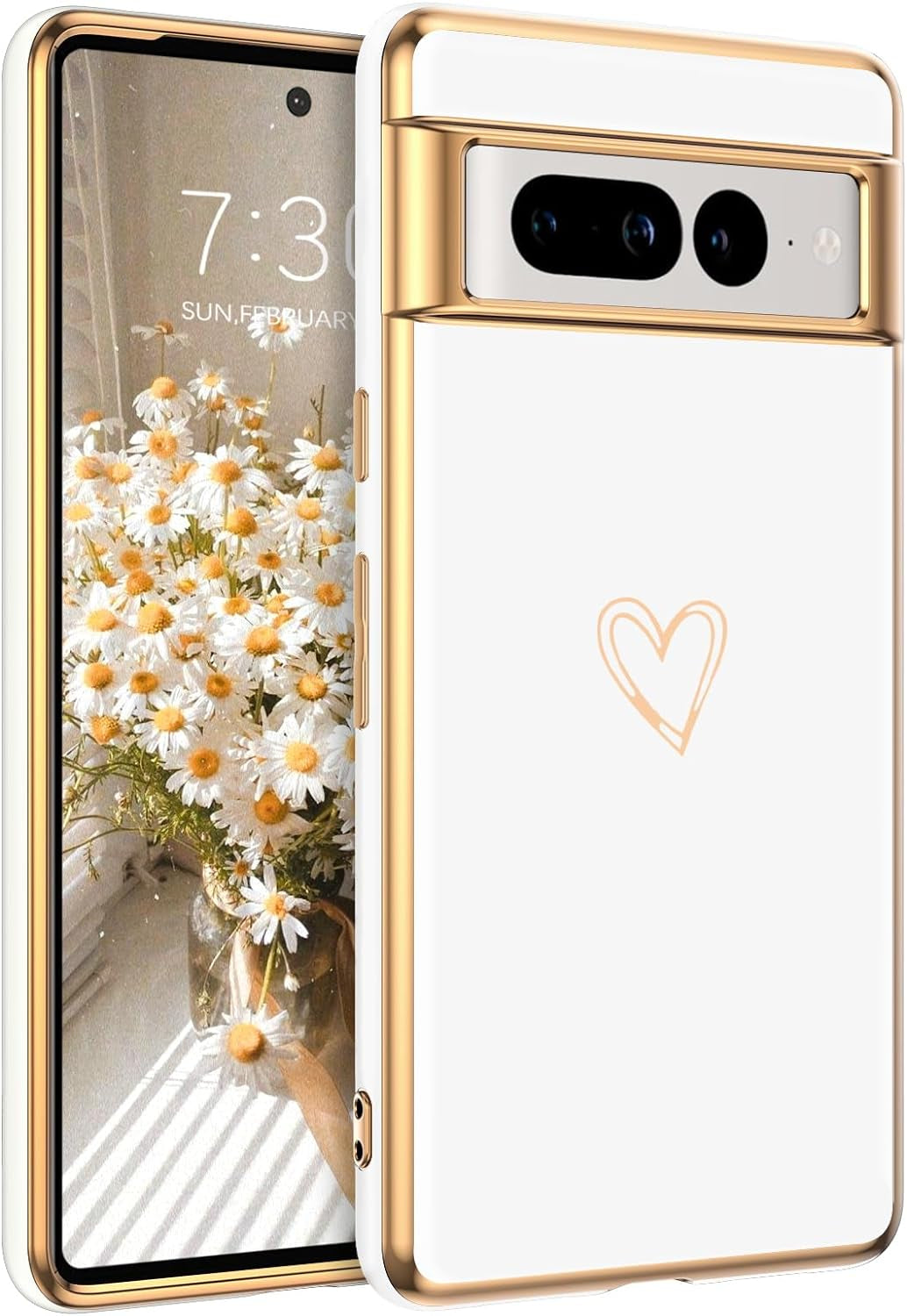 BENTOBEN Google Pixel 7 Pro Case, Google Pixel 7 Pro Phone Case Electroplating Heart Camera Protection Protective Slim Flexible Non-Slip Bumper Shockproof Google Pixel 7 Pro Case 6.7 Inch, Black  BENTOBEN T563-White  