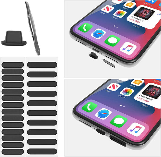 2 in 1 Iphone anti Dust Plug Kit,Anti Dust Plug X 5, Speaker Mesh anti Dust Proof Adhesive Sticker X 2,Dustproof Kit for Iphone 14 13 12,12 Pro,12 Mini 11,11 Pro Max,11 Pro,X,Xs Max,Xr,8,8Plus,7 Plus  CASEDAO   