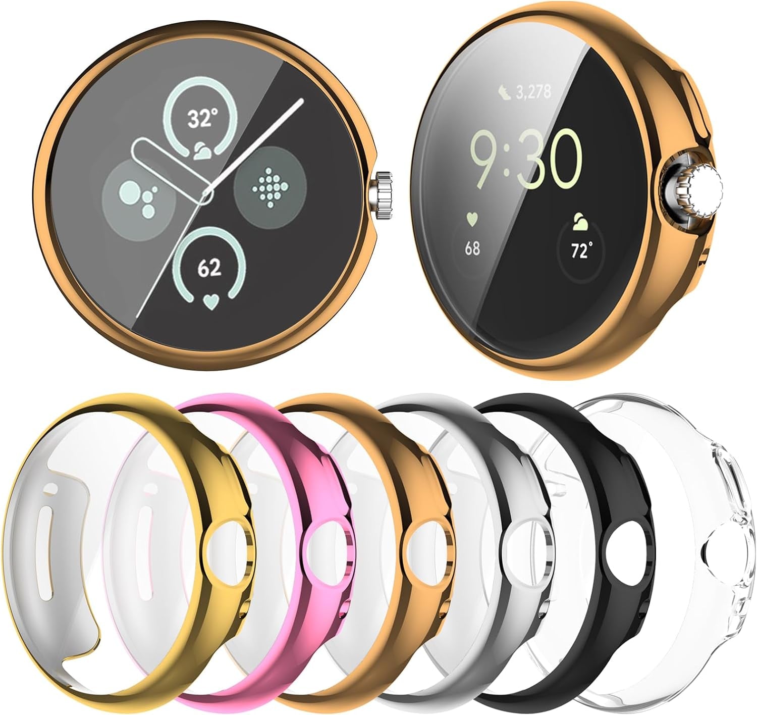 Wugongyan Screen Protector Case Compatible with Google Pixel Watch 2/Pixel Watch Soft TPU Plated Slim Full Protective Cover Accessories for Pixel Watch1/2(6-Pack Brilliant Colors,Pixel Watch1/2)  Wugongyan 6-Pack Neutral Colors Pixel Watch 2/Pixel Watch 1(Universal Model) 