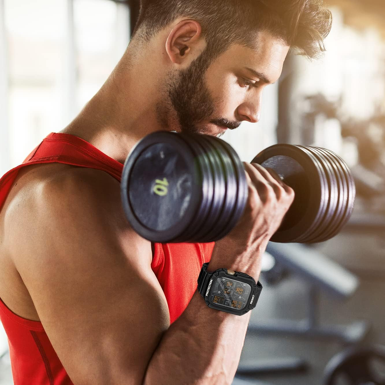 3 in 1 Rugged Band and Bumper Case with Screen Protector for Apple Watch Ultra Band 49Mm, Tempered Glass Film, Shockproof Protective Band for Men, Metal Clasp Sport Armor Band for Iwatch Ultra-Black  BuPa   