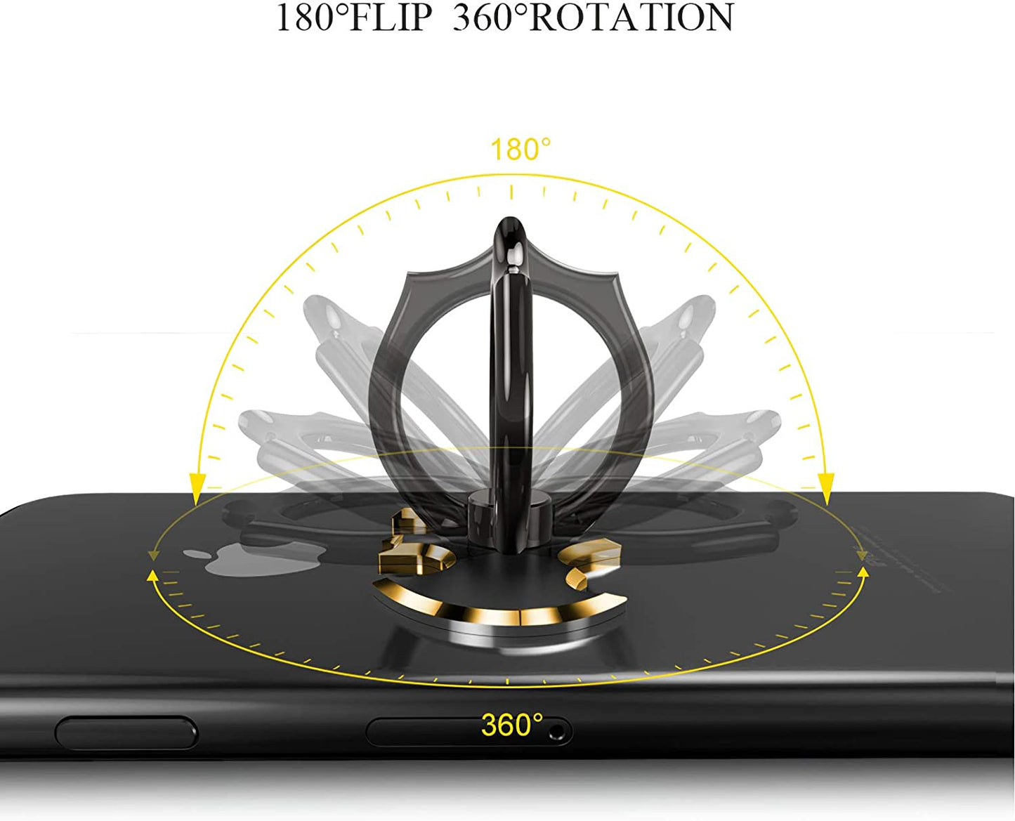 Bat Phone Ring Stand Holder - OATSBASF Cell Phone Ring Holder Finger Grip 360 Degree Rotation Compatible with Iphone 12/11 Pro Max/Se 2020 and Other Smartphones（Black+Gold）  OATSBASF   