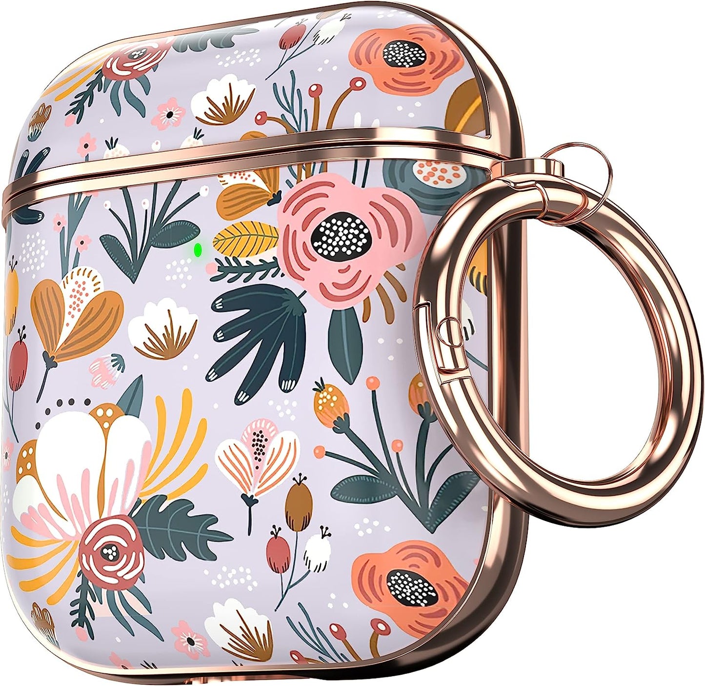 Maxjoy for Airpods Case Cover, Flower Airpod Case Hard Protective Shockproof Cute Air Pod 2 Case for Women Men with Keychain Clip for Airpod 2Nd 1St Generation Charging Case 2&1, Floral  Maxjoy Red + Purple  