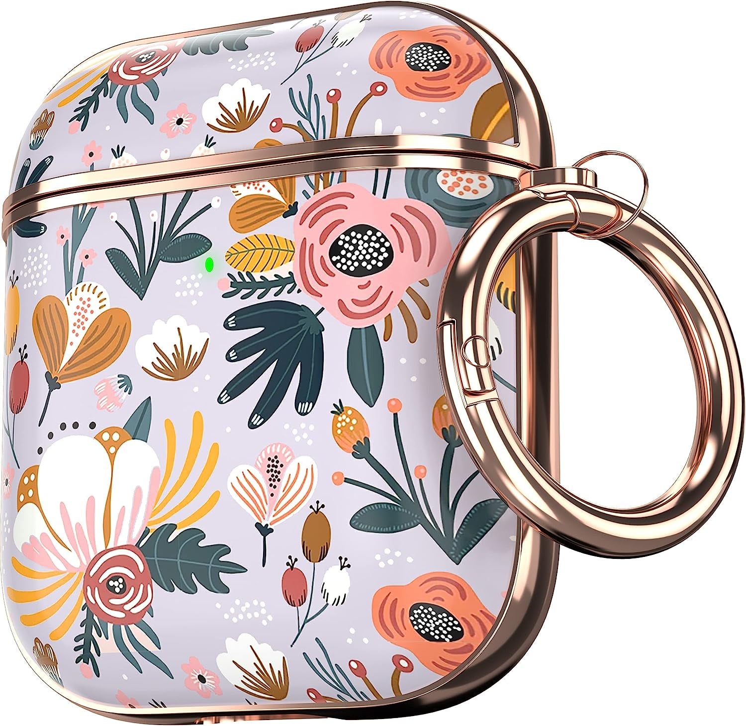 Maxjoy for Airpods Case Cover, Flower Airpod Case Hard Protective Shockproof Cute Air Pod 2 Case for Women Men with Keychain Clip for Airpod 2Nd 1St Generation Charging Case 2&1, Floral  Maxjoy Red + Purple  