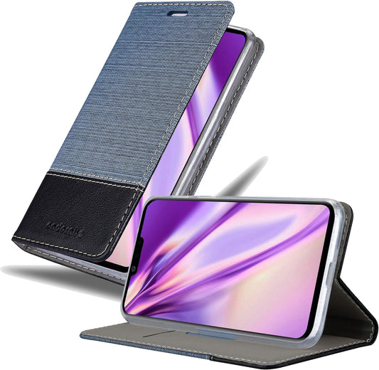 Cadorabo Book Case Compatible with LG G8 in Dark Blue Black - with Magnetic Closure, Stand Function and Card Slot - Wallet Etui Cover Pouch PU Leather Flip  Cadorabo   