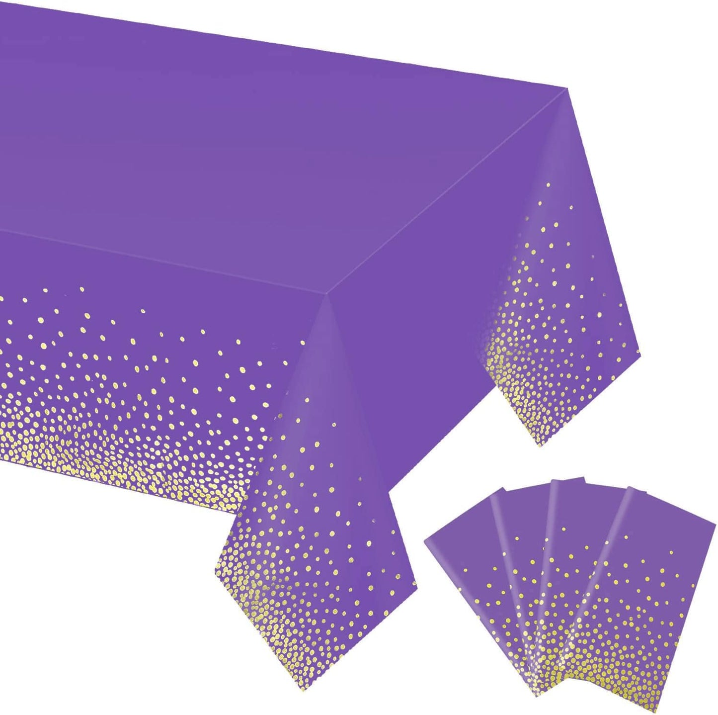 Gexolenu 4 Pack Black and Gold Disposable Plastic Tablecloth for Rectangle Tables(54" X 108"), Party Table Cloth Birthday,Table Cloths Graduation Decorations Class of 2023  Gexolenu Purple Gold 4 PCS 