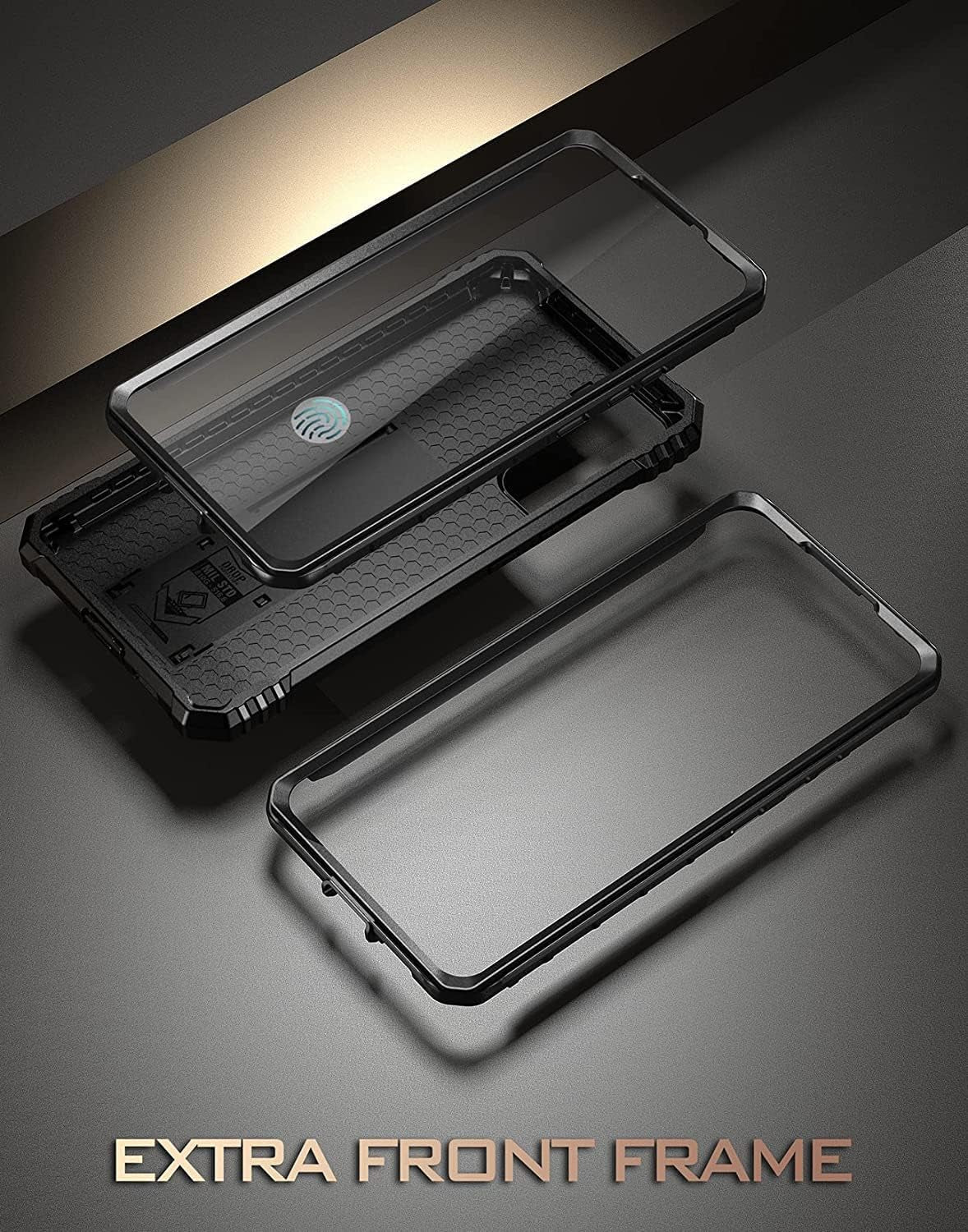 Poetic Revolution Case for Galaxy S22+ plus with Built-In Screen Protector, Work with Fingerprint ID, Full Body Rugged Shockproof Protective Cover Case with Kickstand for S22+ plus 5G 6.6 Inch, Black  Poetic   