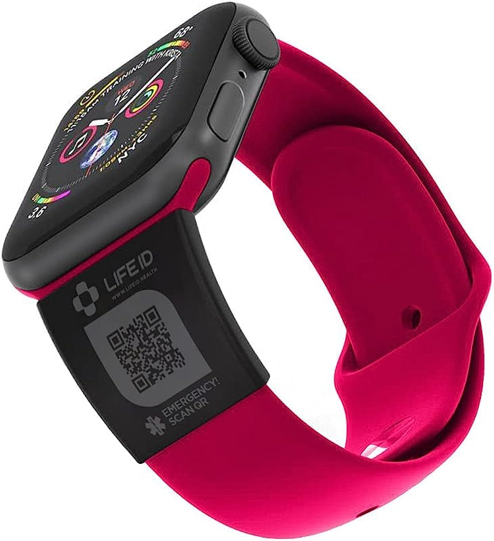 LIFE ID Sleeve Medical ID I Fits Apple Watch Bands & Fitbit Bands I Free Profile Dashboard I No Subscriptions Fees I Edit Information Anytime I 22Mm Wide  LIFE ID   