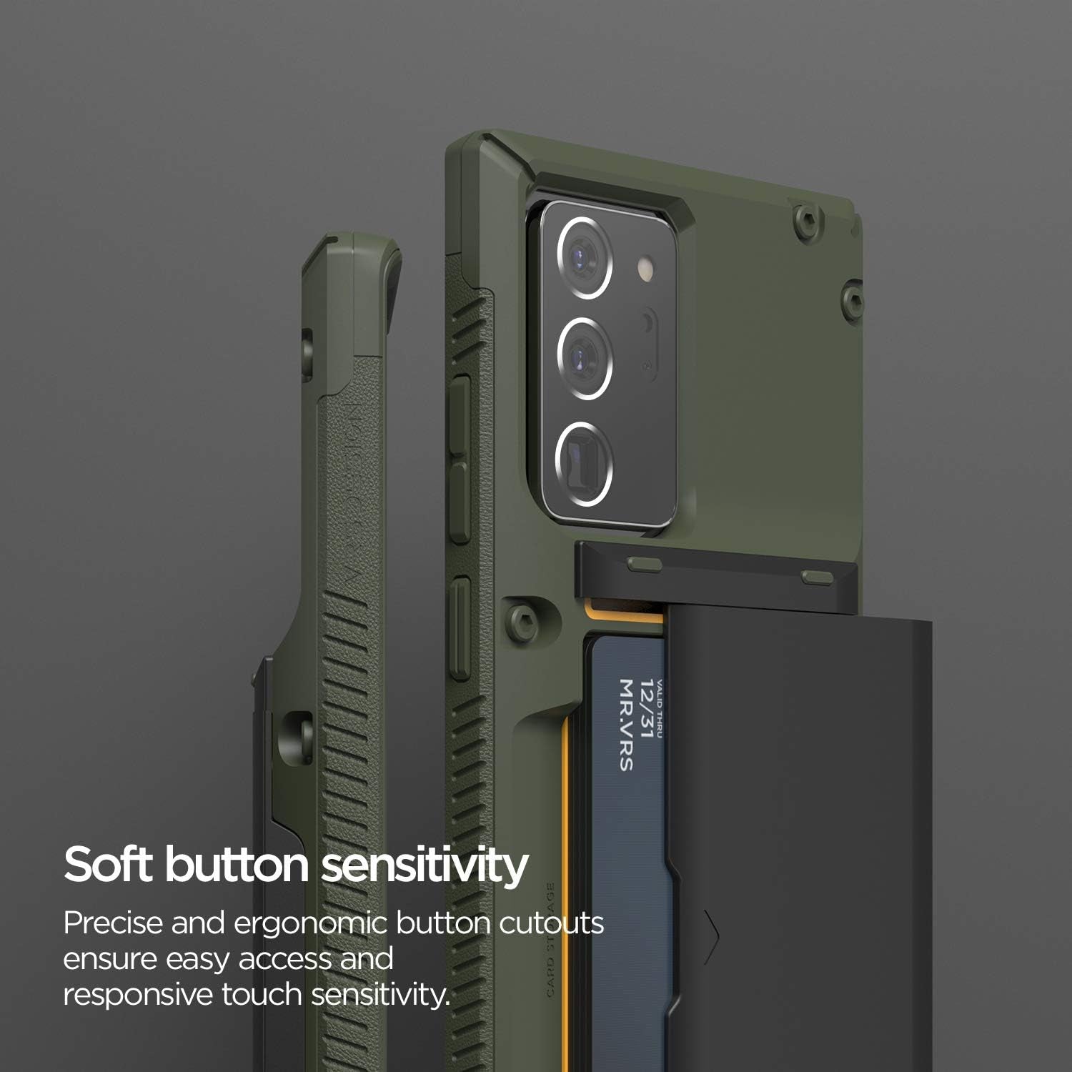 VRS DESIGN Damda Glide Pro Phone Case for Galaxy Note 20 Ultra, with [4 Cards] [Semi Auto] Premium Sturdy Credit Card Slot Wallet for Samsung Galaxy Note 20 Ultra 5G, 6.9 Inch(2020) Green  VRS Design   