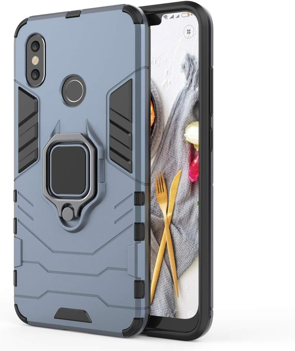 Lulumain Compatible with Xiaomi Mi 8 Case, Magnetic Car Phone Ring Holder 360 Protective Case for Xiaomi Mi8 (Navy Blue)  LuluMain   