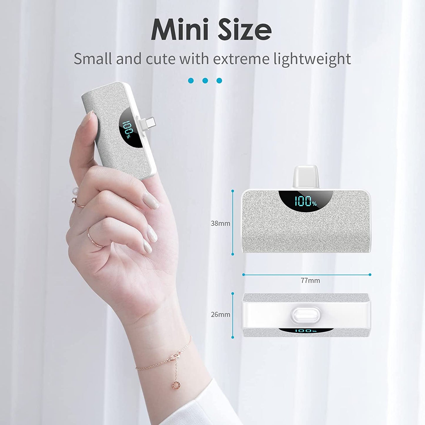 [2 Pack] Mini Portable Charger USB-C Power Bank 5200Mah,Lcd Display 15W PD Fast Charging Battery Pack Backup Charger Compatible with Samsung Galaxy S22/S21/S10/S9,Note 20/10,Moto,Lg,Android Phones Etc  Dongguan Yuanhaoxun Technology Co., Ltd   