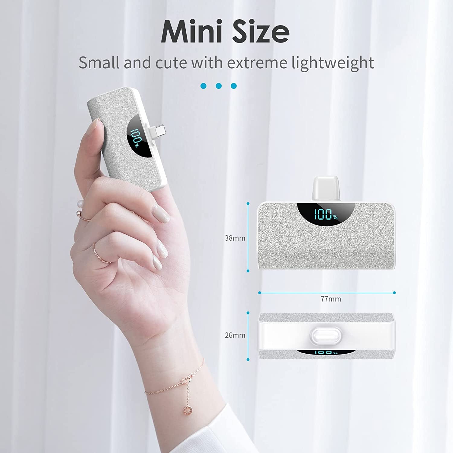 [2 Pack] Mini Portable Charger USB-C Power Bank 5200Mah,Lcd Display 15W PD Fast Charging Battery Pack Backup Charger Compatible with Samsung Galaxy S22/S21/S10/S9,Note 20/10,Moto,Lg,Android Phones Etc  Dongguan Yuanhaoxun Technology Co., Ltd   