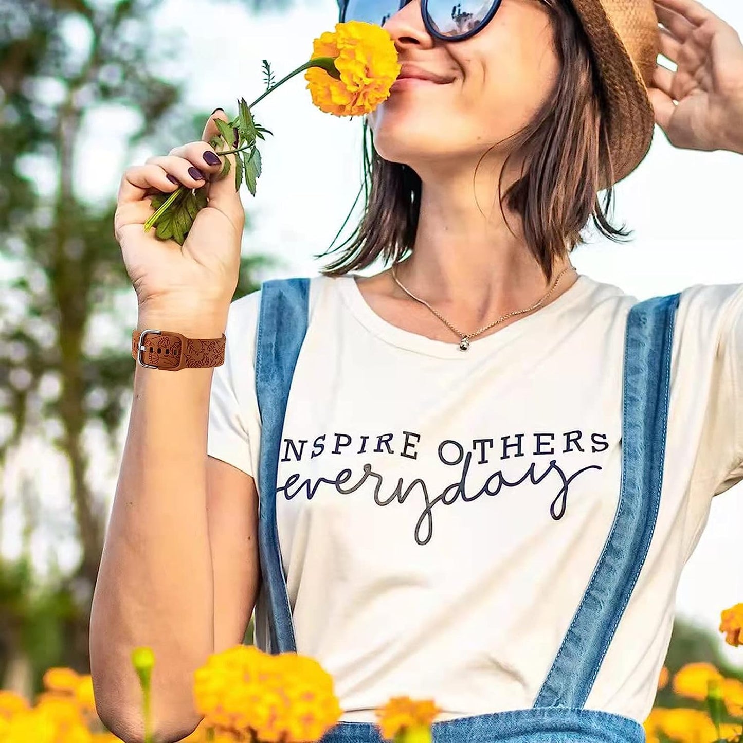 2 Pack Flower Engraved Sport Strap Compatible with Apple Watch Bands 38Mm 40Mm 41Mm, Women Floral Laser Soft Silicone Wristband Replacement Iwatch Series 8 7 6 5 4 3 2 1 SE  TERKOWQI   