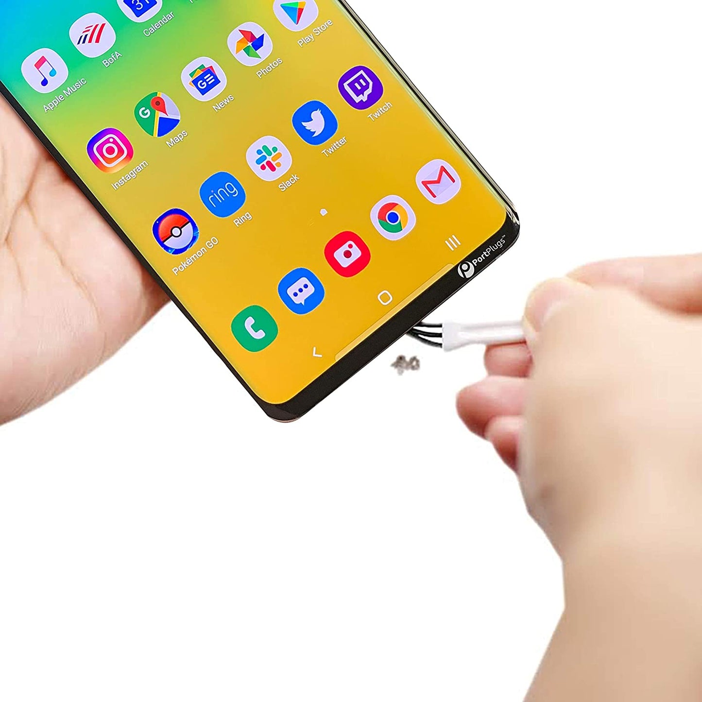 Portplugs USB C Dust Plug Set (5 Pairs) Compatible with Samsung Galaxy, Note, Pixel, Android Cell Phones, Macbook & More, Type-C Covers W/Headphone Plugs and Cleaning Brush (Black)  PortPlugs   