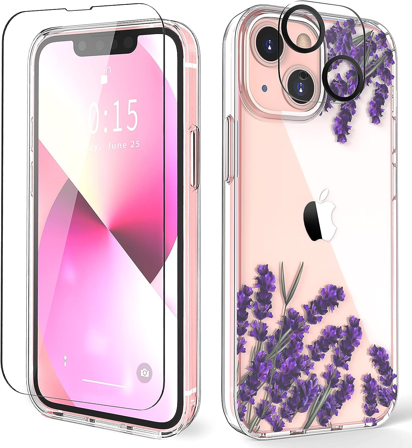 ZQWY Designed for Iphone 13 Case 6.1 Inch, with Tempered Glass Screen Protector + Camera Lens Protector Clear with Design Protective Aesthetic Women Girl Phone Cover (Harry Potter)  ZQWY Lavender/Purple  