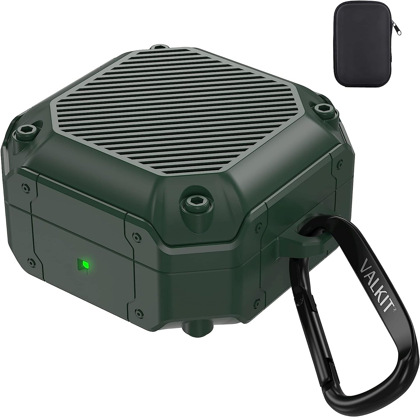 Valkit Compatible Samsung Galaxy Buds 2 Pro Case/Galaxy Buds Pro/2/Live Case Cover, Cool Military Full Body Shockproof Case with Keychain for Men Women Samsung Earbuds Protective Skin, Black  VKT Green  