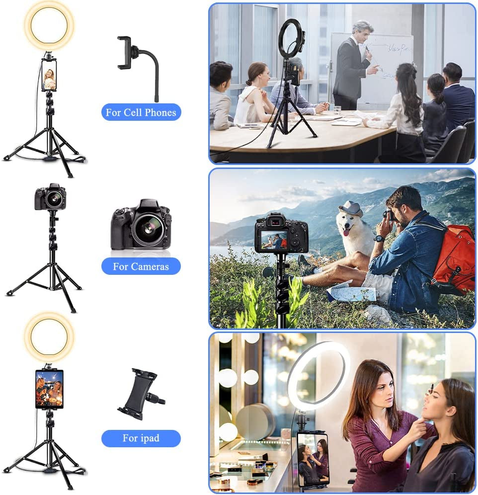 10.2 Inch Ring Light with Stand, SAVEYOUR Selfie LED Ring Light with Tripod & Cell Phone Holder & Pad Holder for Live Stream/Makeup/Photography/Video Compatible with Ipad Iphone Android  saveyour   
