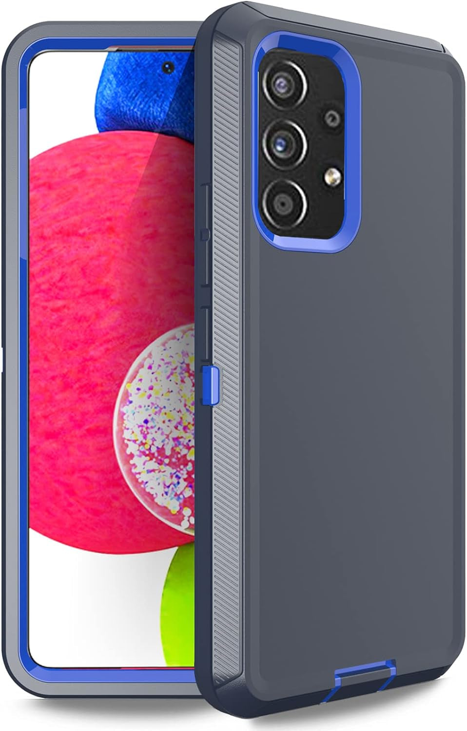 Case for Samsung Galaxy A53 5G, Anloes Galaxy A53 5G Phone Case Heavy Duty Shockproof Dustproof Rugged Defender Protective, 3 in 1 Bumper Cover for A53 5G Black(Without Screen Protector)  Anloes Blue  