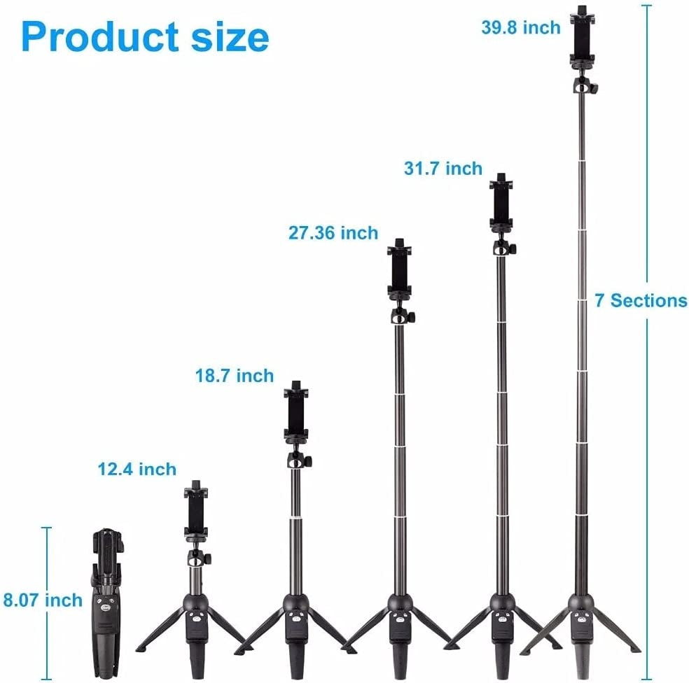 Tripod Monopod Selfie Stick 40 Inch with Wireless Remote Shutter Control Phone Clip Holder，Compatible with Iphone 14 13 12 11 Pro Max Xs X 8 7 6 Plus,Samsung Galaxy S23 S22 S21 S20 S10 S9,Gopro  YUNTENG   