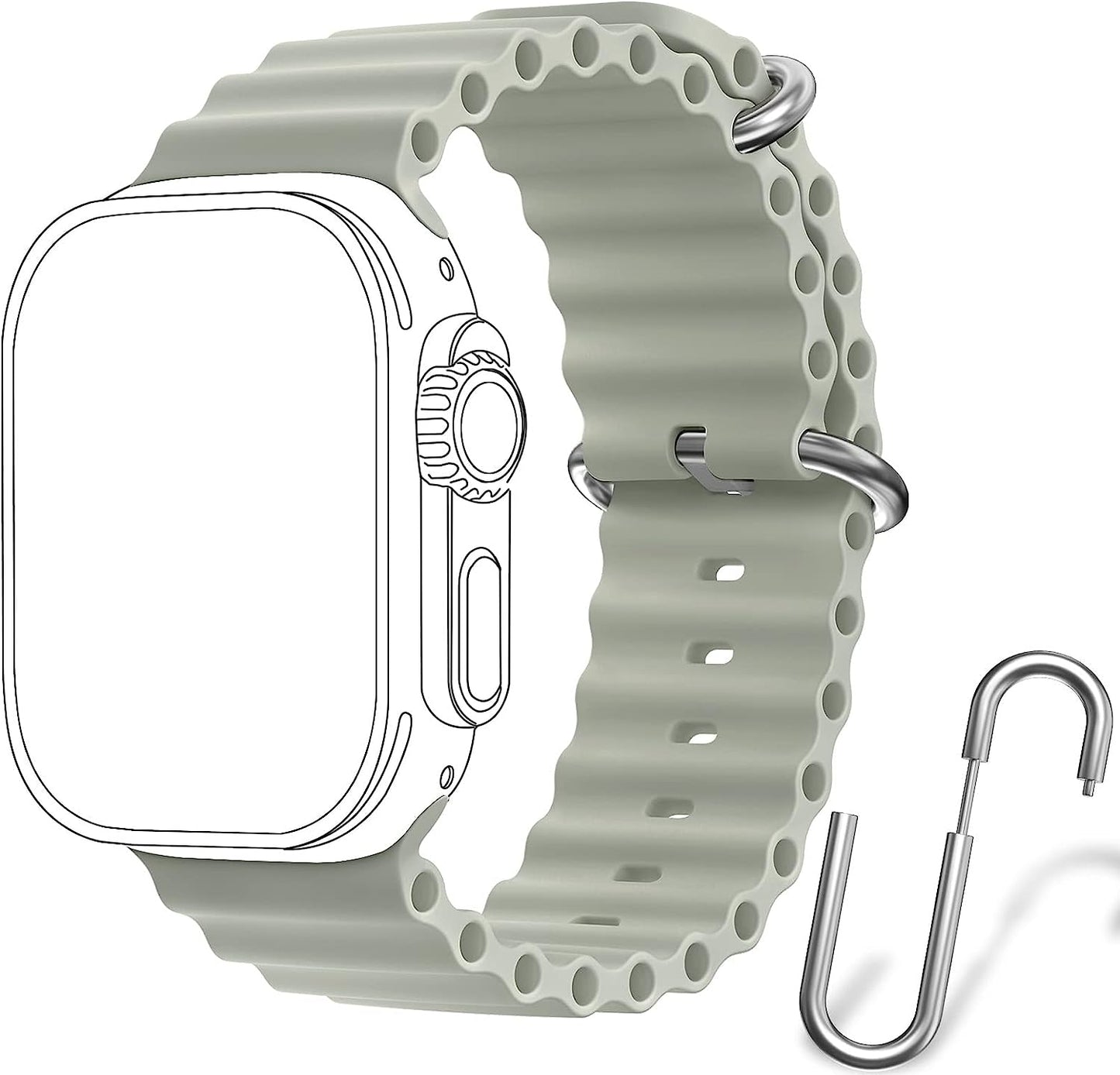 Ocean Sport Band Compatible with Apple Watch Bands 42Mm 44Mm 45Mm 49Mm, Soft Silicone Wristbands Replacement Strap for Iwatch Ultra Series 8 7 6 5 4 3 2 1 SE for Women Men Midnight 42 44 45 49Mm  Rain gold Grey 42mm/44mm/45mm/49mm 