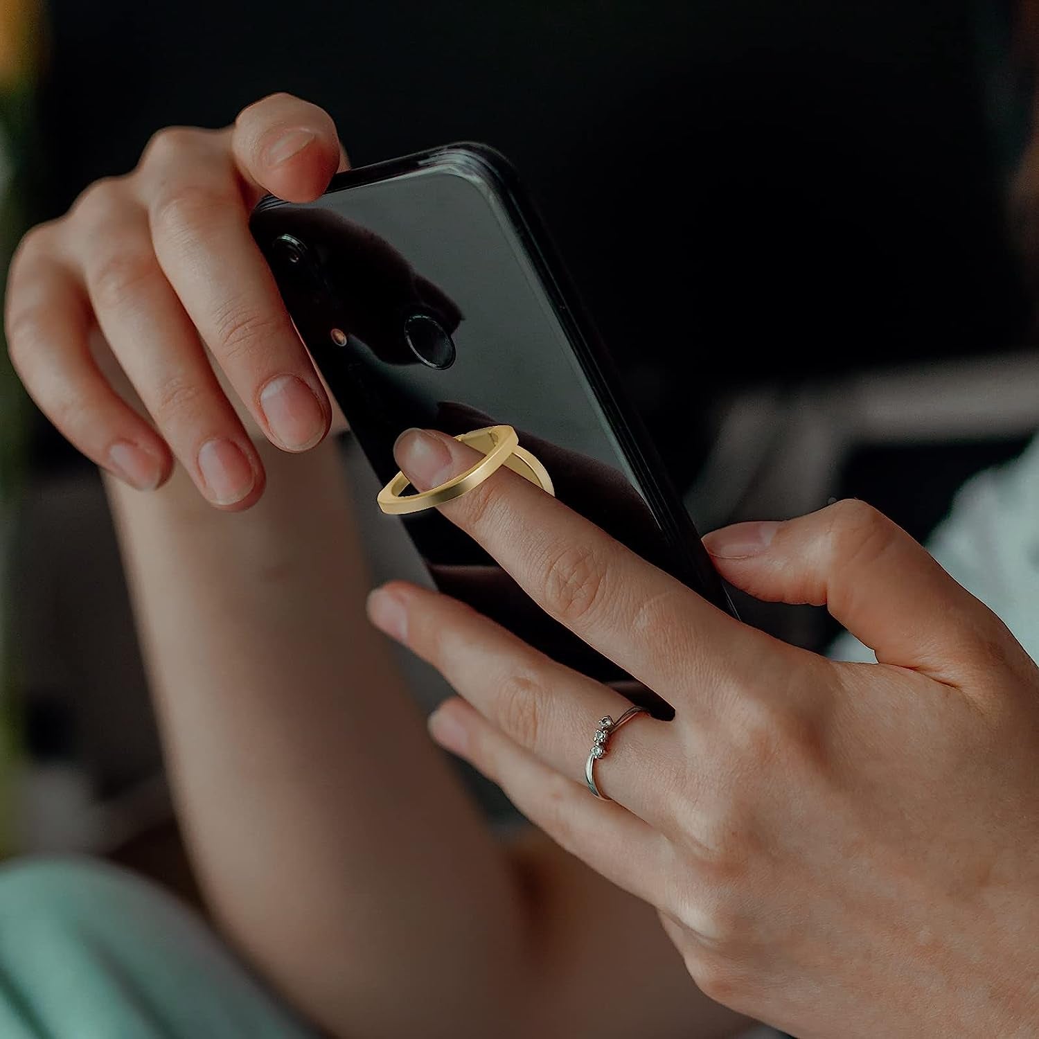 Naiadiy Zinc Alloy Cell Phone Ring Holder Finger Ring Stand, 360 Degree Rotation Kickstand Grip Holder (Square/Gold)  Naiadiy   