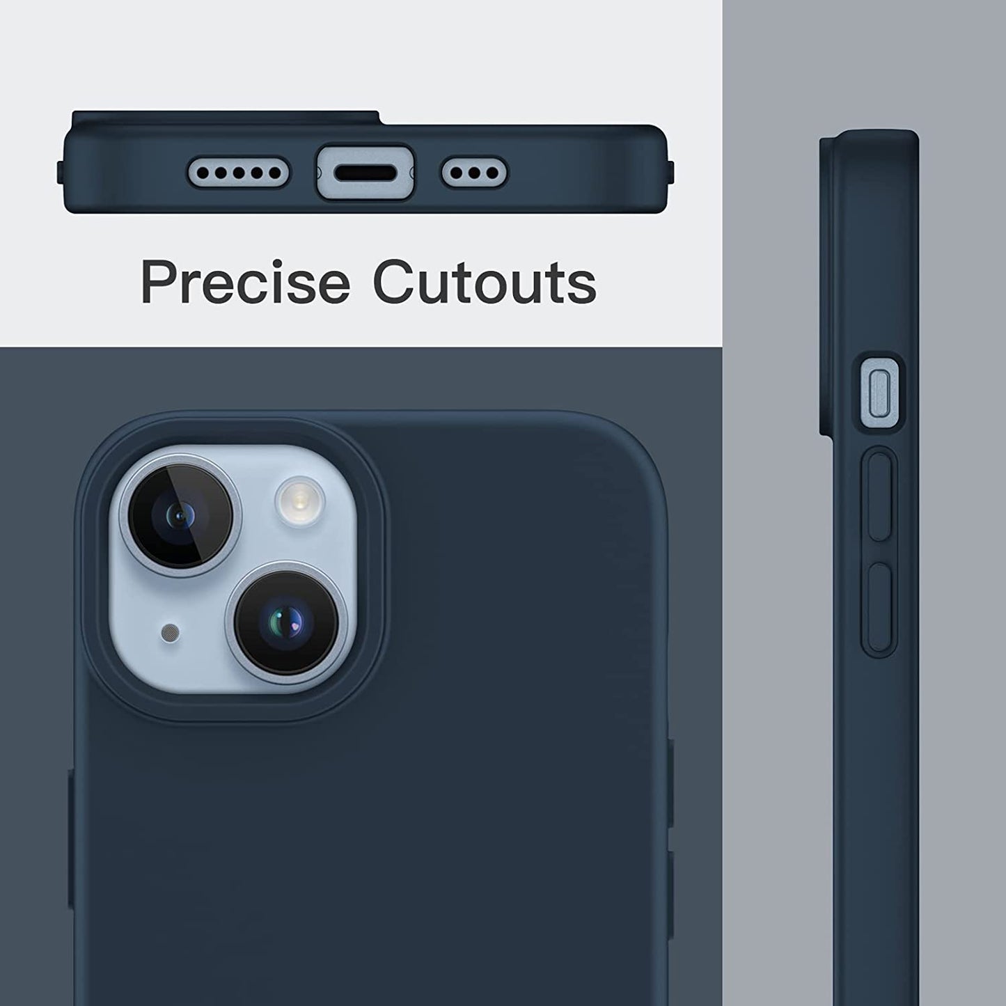 Jetech Silicone Case for Iphone 14 6.1-Inch, Silky-Soft Touch Full-Body Protective Phone Case, Shockproof Cover with Microfiber Lining (Navy)  JETech   