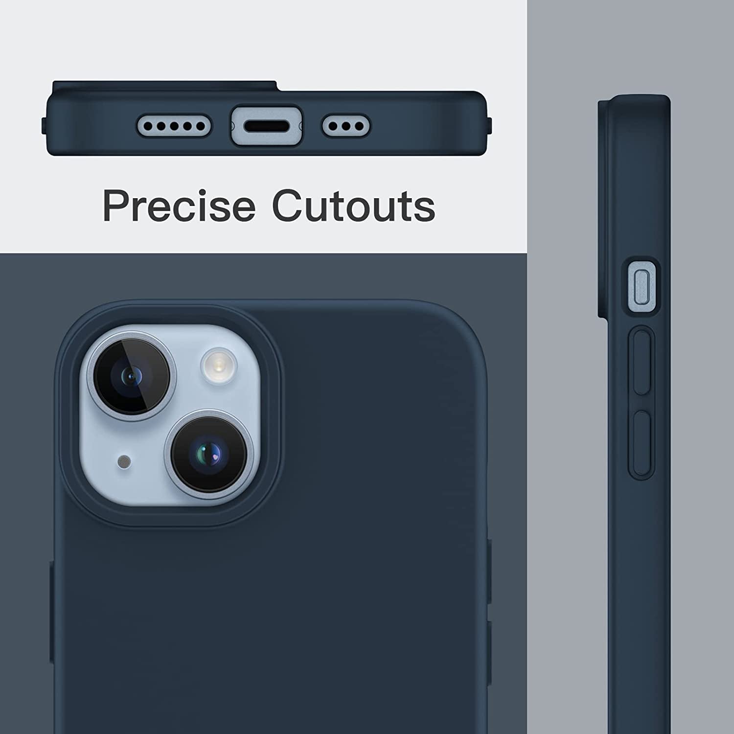 Jetech Silicone Case for Iphone 14 6.1-Inch, Silky-Soft Touch Full-Body Protective Phone Case, Shockproof Cover with Microfiber Lining (Navy)  JETech   