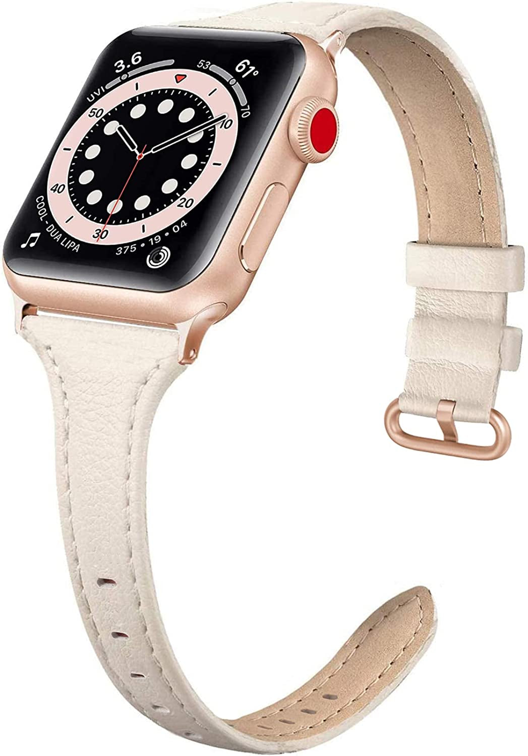 EDIMENS Leather Bands Compatible with Apple Watch 38Mm 40Mm 41Mm Band Women, Slim Thin Genuine Leather Band Compatible for Iwatch Apple Watch Series 7, 6, 5, 4, 3, 2, 1, SE, Sport & Edition Women  EDIMENS Beige 38mm / 40mm / 41mm 