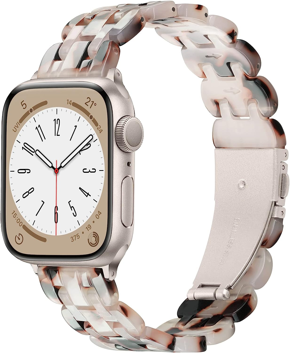 Vamyzji Compatible with Apple Watch Band 41Mm 40Mm 38Mm or 49Mm 45Mm 44Mm 42Mm, Light Waterproof Easy Adjustable Resin Replacement Iwatch Band for Apple Watch Ultra Series 8 Series 7 6 SE 5 4 3 2 1  Vamyzji Tortoise flower for Starlight 41mm/40mm/38mm 