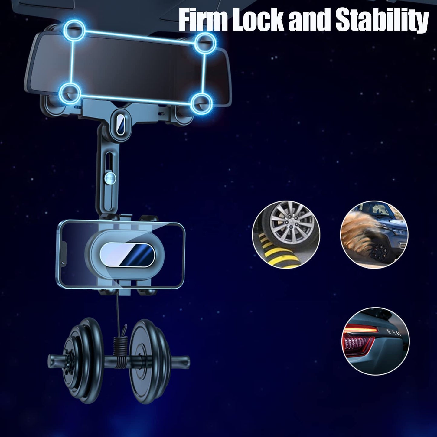 2023 Rearview Mirror Phone Mount for Car,[Big Rear Mirrors Friendly] Rear View Mirror Phone Holder,Universal Multifunctional Adjustable Car Phone Holder Mount Fit All Mobiles & Cars  Miiscase   