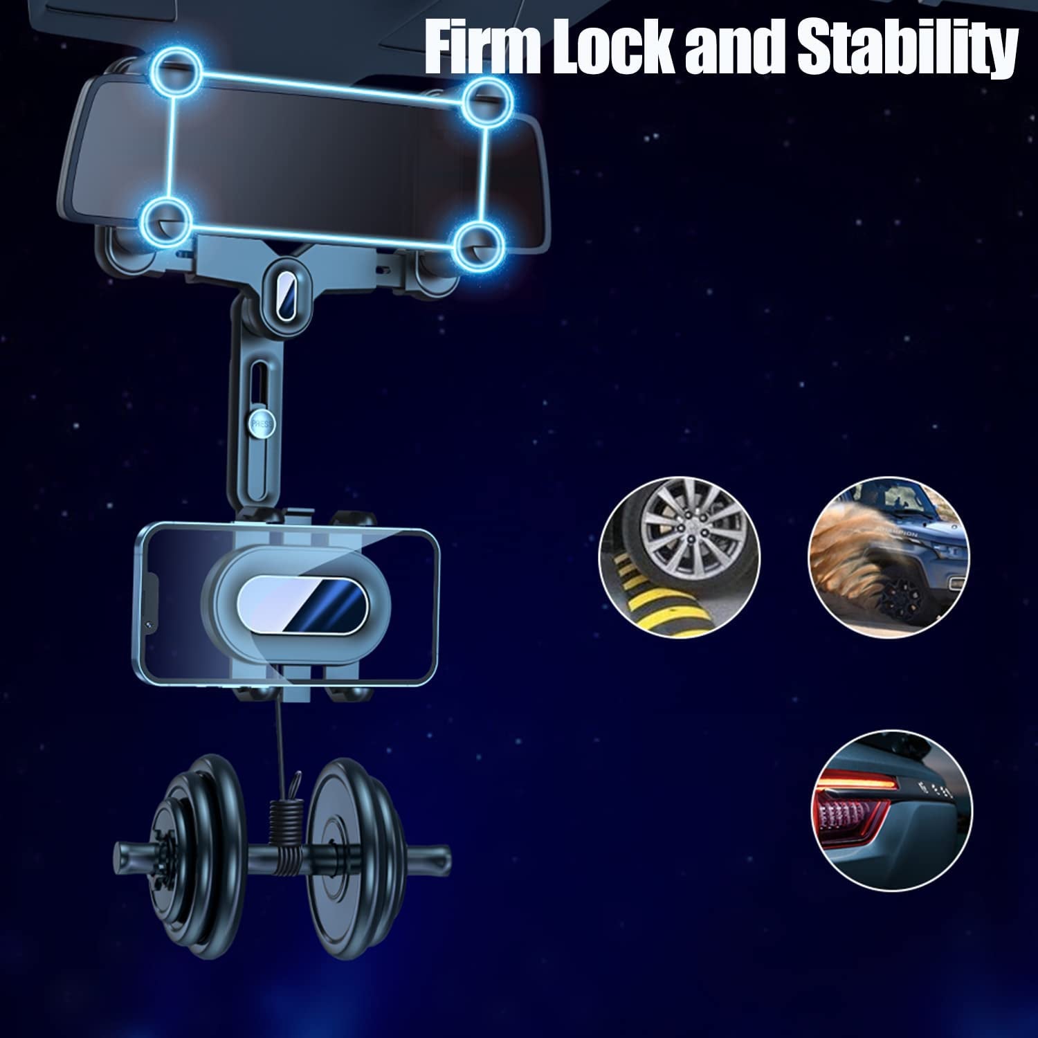 2023 Rearview Mirror Phone Mount for Car,[Big Rear Mirrors Friendly] Rear View Mirror Phone Holder,Universal Multifunctional Adjustable Car Phone Holder Mount Fit All Mobiles & Cars  Miiscase   