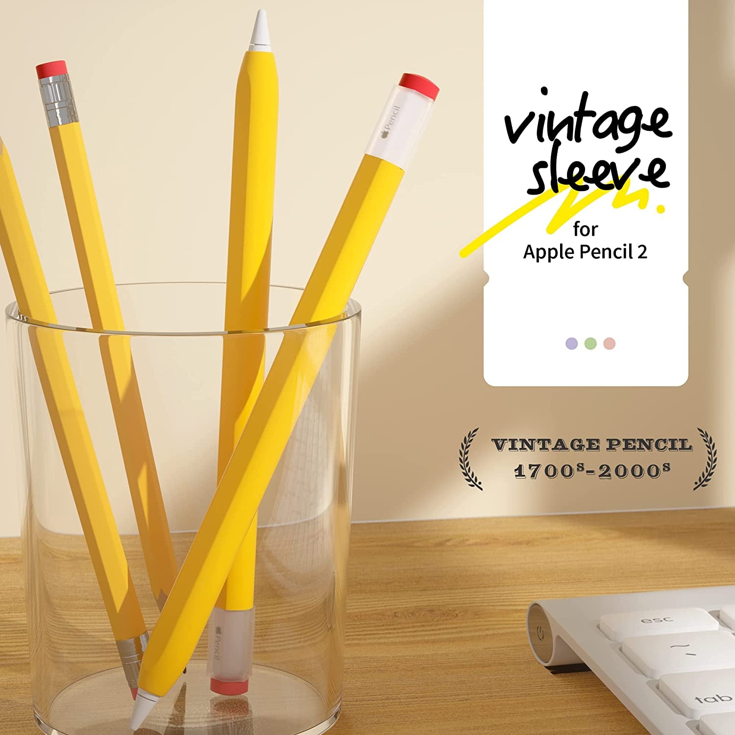 ELETIUO Silicone Case for Apple Pencil 2Nd Generaion Cover,Protective Holder Grip Sleeve with Cap Accessories Compatible for Ipad Pro 11 12.9 Inch,Yellow  Litumfen   